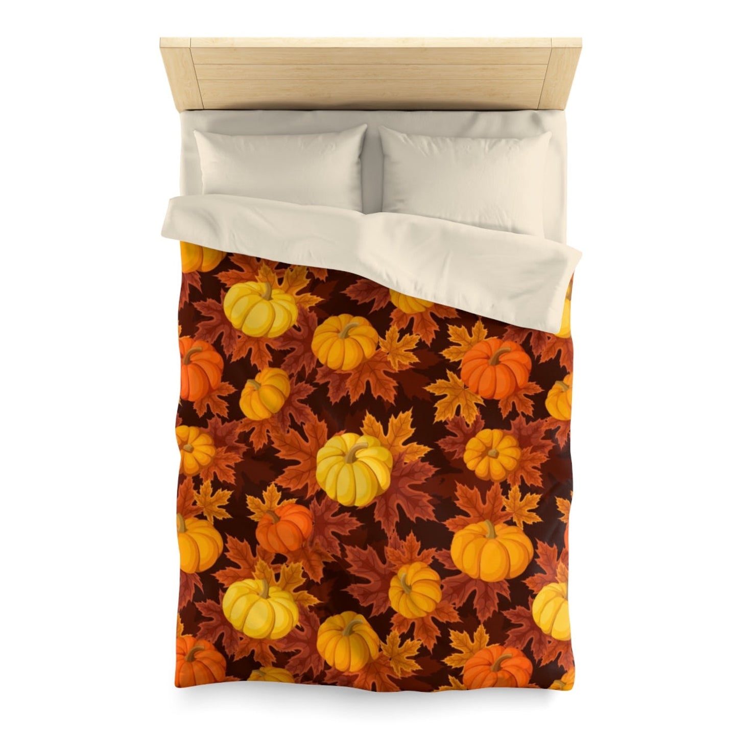 Fall Duvet Cover, Autumn Leaves Pumpkin Bedding Set For Hippies