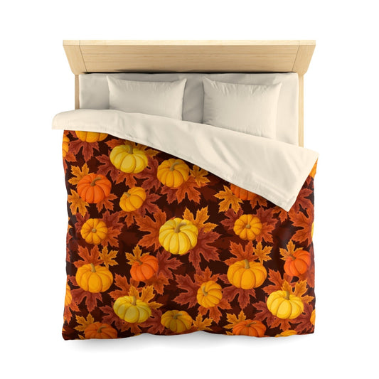 Fall Duvet Cover, Autumn Leaves Pumpkin Bedding Set For Hippies