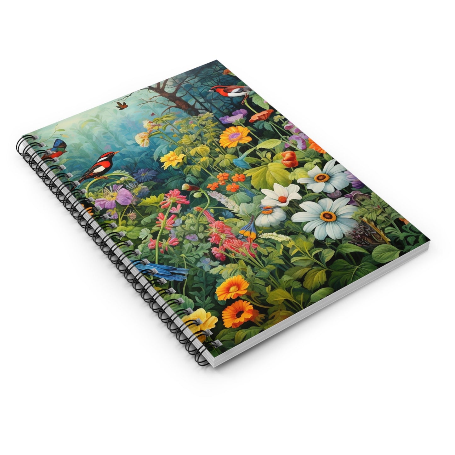 Emerald Blossoms - Floral Bird Notebook – 118 pages, Rustic Diary, Trending Gift