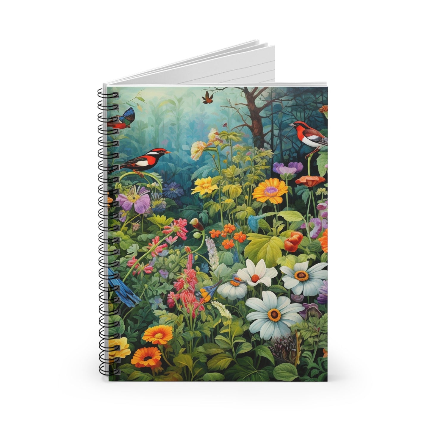 Emerald Blossoms - Floral Bird Notebook – 118 pages, Rustic Diary, Trending Gift