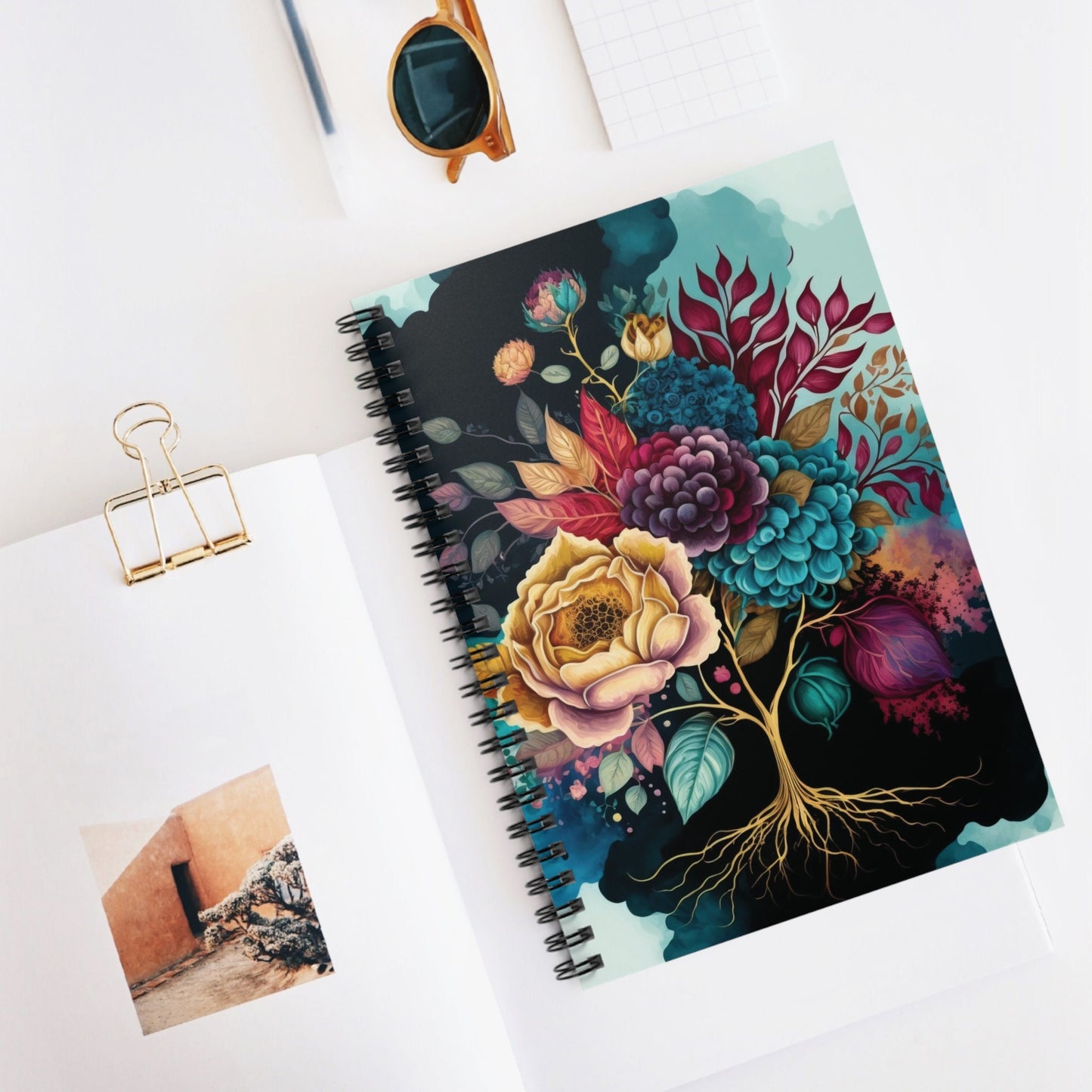 Floral Flower Journal Notebook, 6x8, Ruled Line Paper