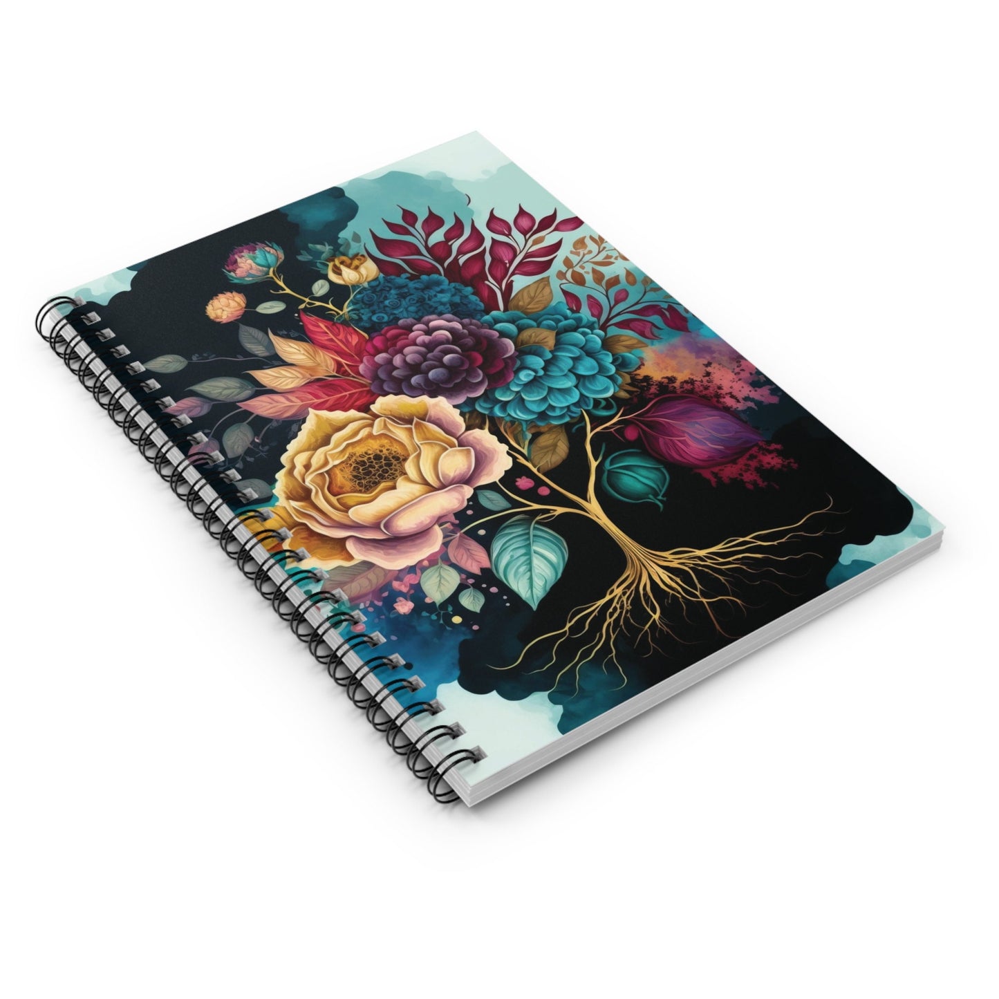 Floral Flower Journal Notebook, 6x8, Ruled Line Paper