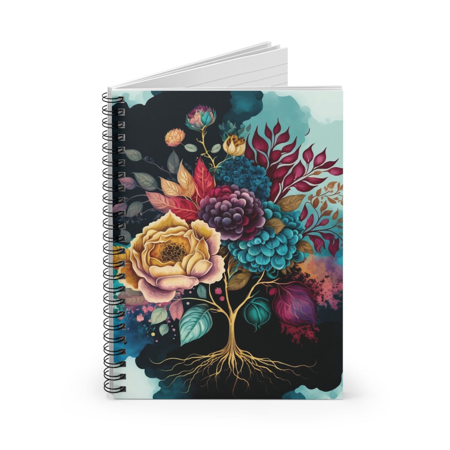 Floral Flower Journal Notebook, 6x8, Ruled Line Paper