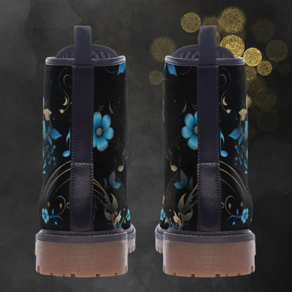 Emerald Blossoms - Floral Music Notes Light Spring Summer Fall Winter Boots For Hippies