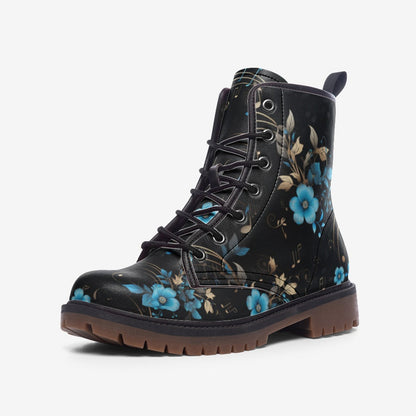 Emerald Blossoms - Floral Music Notes Light Spring Summer Fall Winter Boots For Hippies