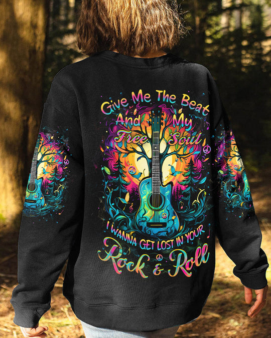 Emerald Blossoms - Give Me the Beat and Free My Soul Guitar All Over Print Shirt for Hippie