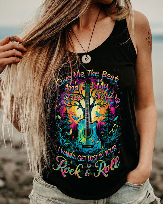 Emerald Blossoms - Give Me the Beat and Free My Soul Guitar All Over Print Shirt for Hippie