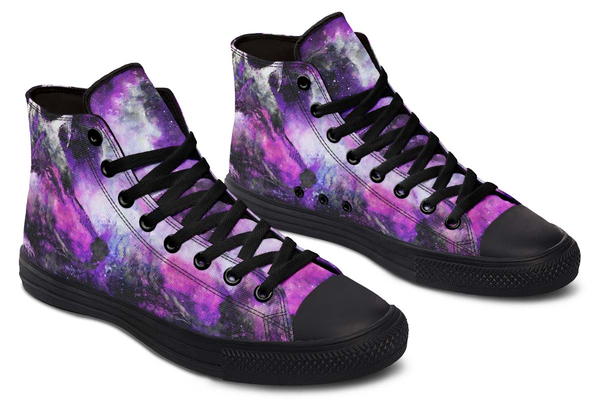 Emerald Blossoms Shoes - WATERCOLOR GALAXY WOLF