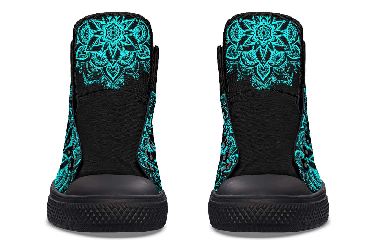 Emerald Blossoms - ELECTRIC AQUA SKULL MANDALA Shoes For Hippies