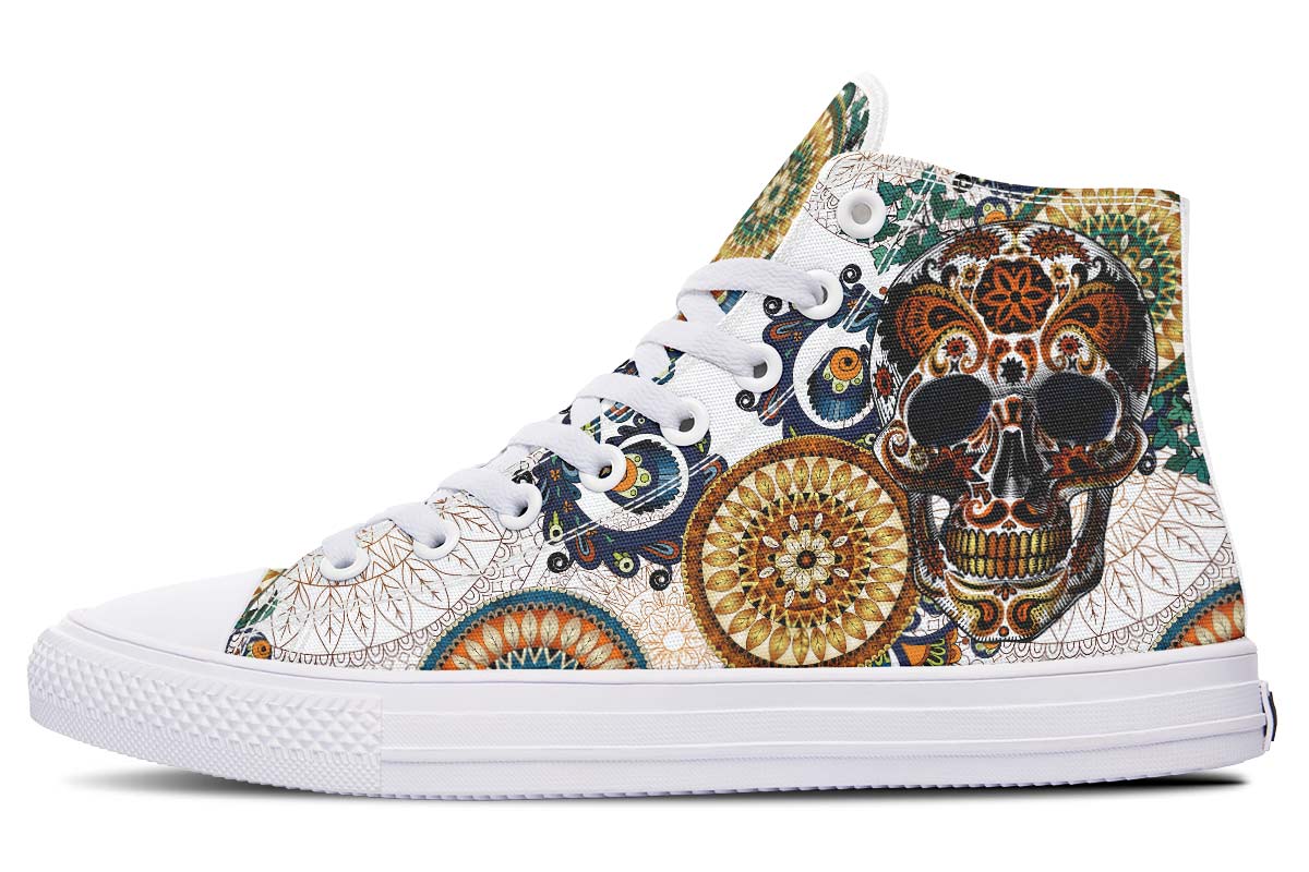 Emerald Blossoms - ORNAMENTAL MANDALA SKULL Shoes For Hippies