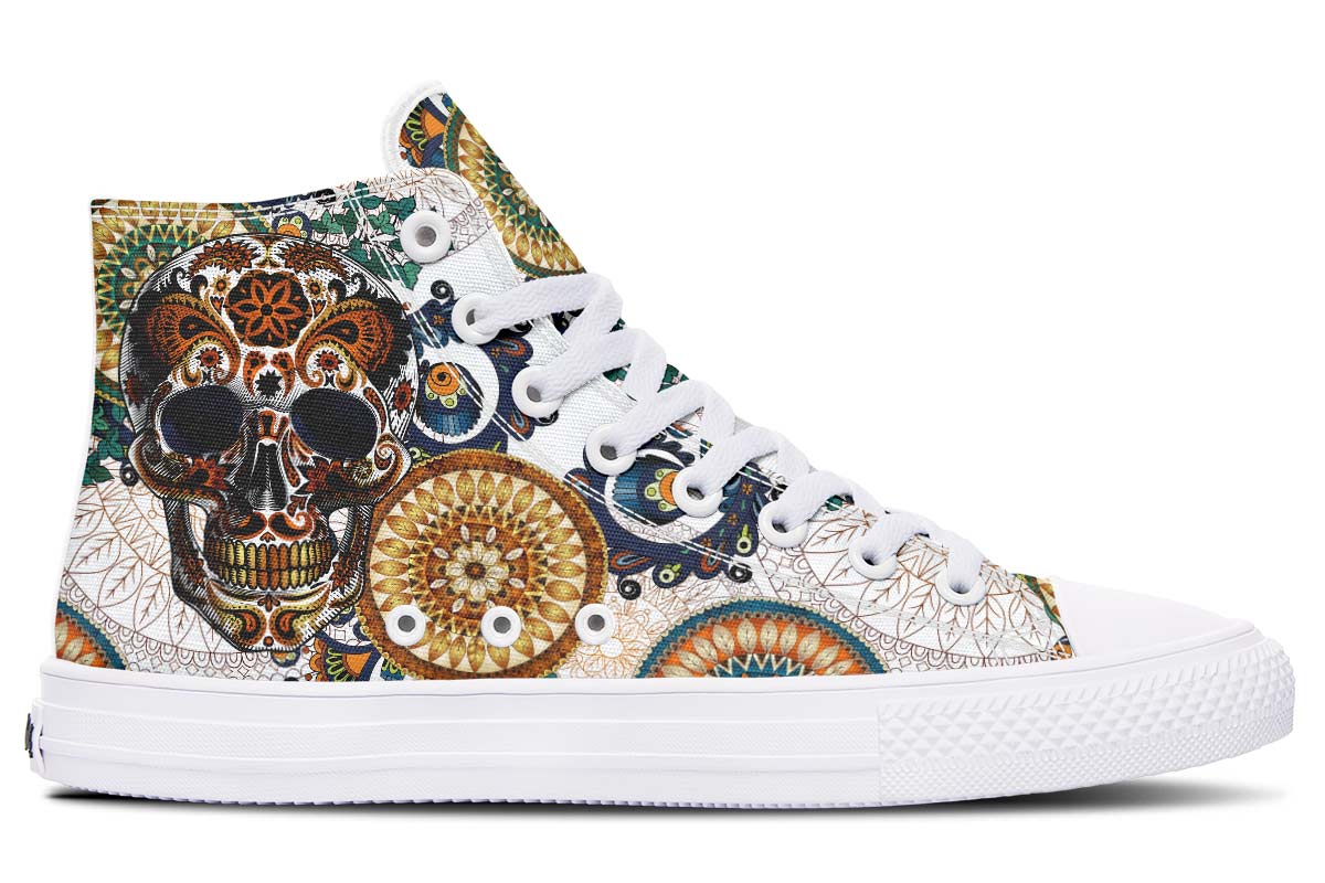 Emerald Blossoms - ORNAMENTAL MANDALA SKULL Shoes For Hippies