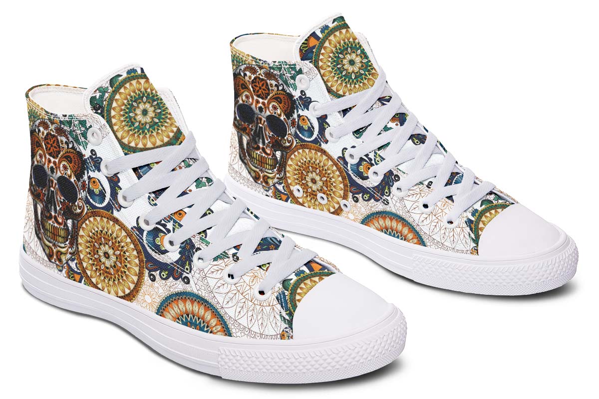 Emerald Blossoms - ORNAMENTAL MANDALA SKULL Shoes For Hippies