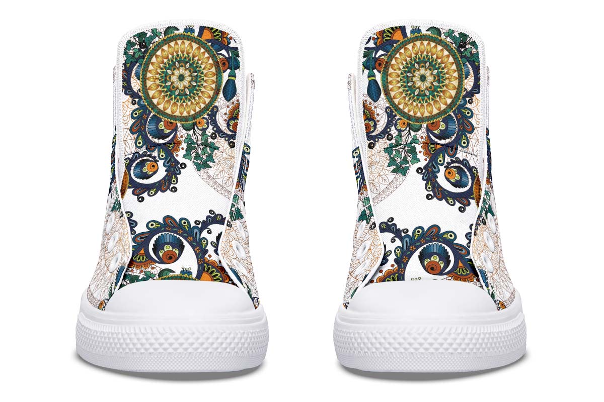 Emerald Blossoms - ORNAMENTAL MANDALA SKULL Shoes For Hippies