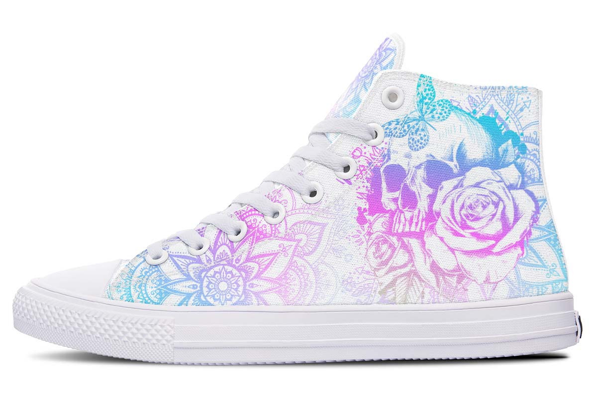 Emerald Blossoms Shoes - PURPLE AND BLUE SKULL ART