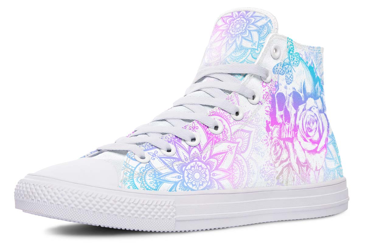 Emerald Blossoms Shoes - PURPLE AND BLUE SKULL ART