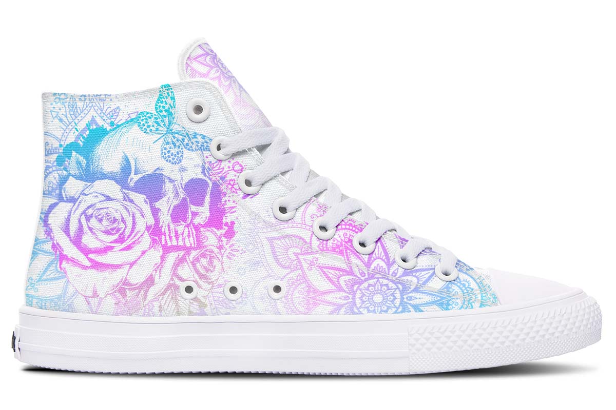 Emerald Blossoms Shoes - PURPLE AND BLUE SKULL ART