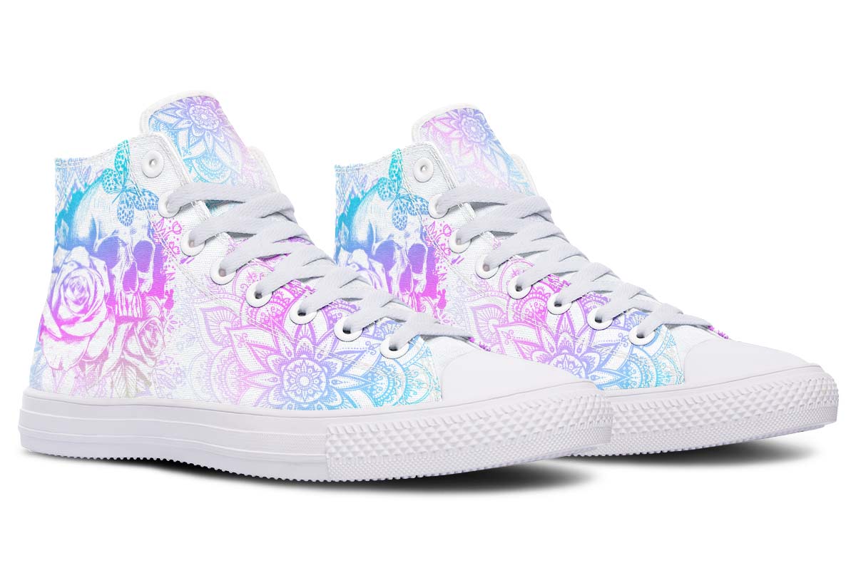 Emerald Blossoms Shoes - PURPLE AND BLUE SKULL ART