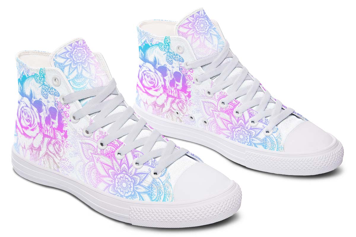 Emerald Blossoms Shoes - PURPLE AND BLUE SKULL ART