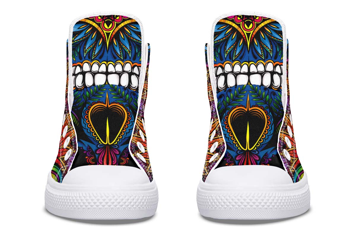 Emerald Blossoms - STONER COLORFUL SKULL Shoes For Hippies