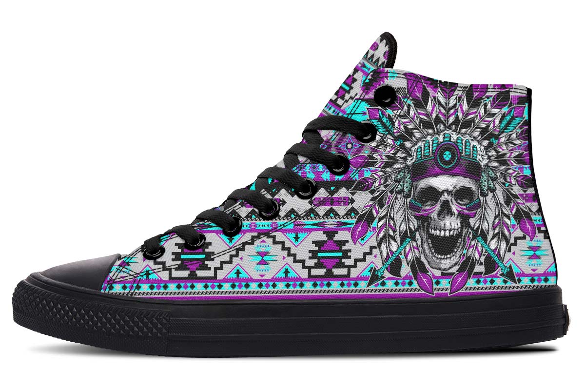 Emerald Blossoms - PURPLE SKULL CHIEF Shoes For Hippies