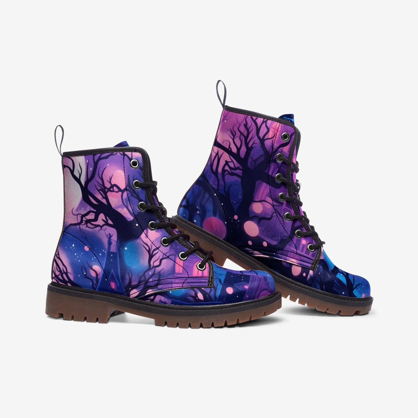 Emerald Blossoms - Haunted House Casual Leather Lightweight Boots | Combat Boots For Hippies