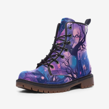 Emerald Blossoms - Haunted House Casual Leather Lightweight Boots | Combat Boots For Hippies