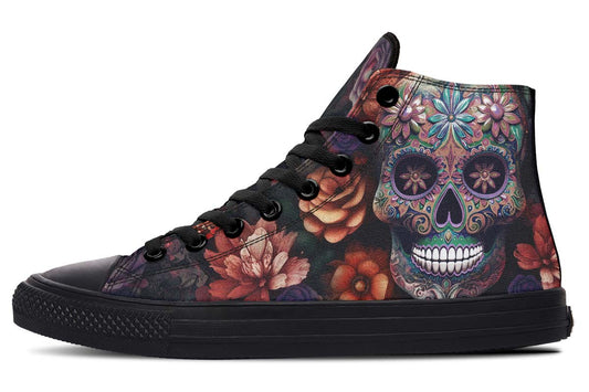 Emerald Blossoms - Flowery Skull Shoes For Hippies