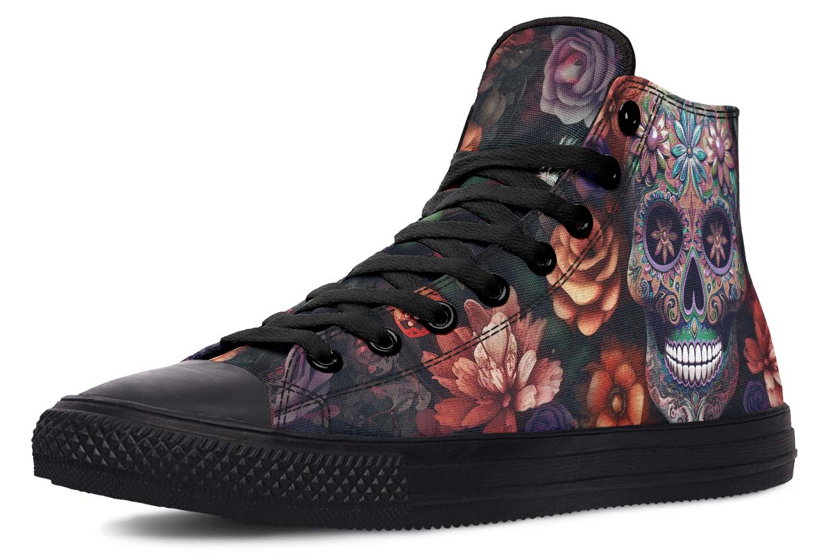 Emerald Blossoms - Flowery Skull Shoes For Hippies