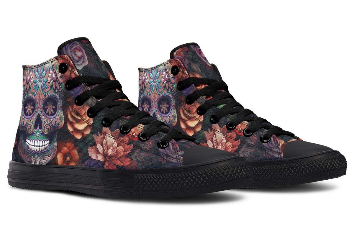 Emerald Blossoms - Flowery Skull Shoes For Hippies