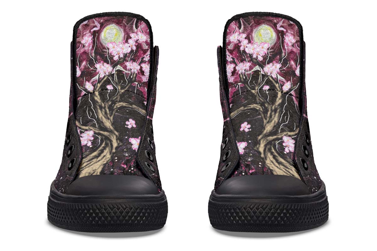 Emerald Blossoms Shoes - PINK FLOWERS TREE AT NIGHT