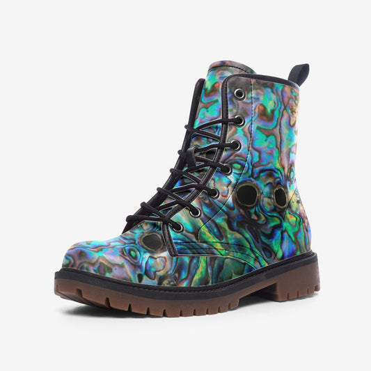 Emerald Blossoms - F*cking Brilliant Vegan Leather Combat Boots For Hippies