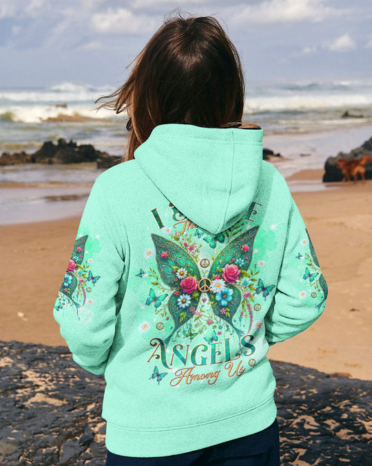 Emerald Blossoms - I Believe There Are Angels Among Us Wings All Over Print Shirt For Hippies