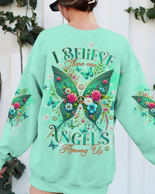 Emerald Blossoms - I Believe There Are Angels Among Us Wings All Over Print Shirt For Hippies