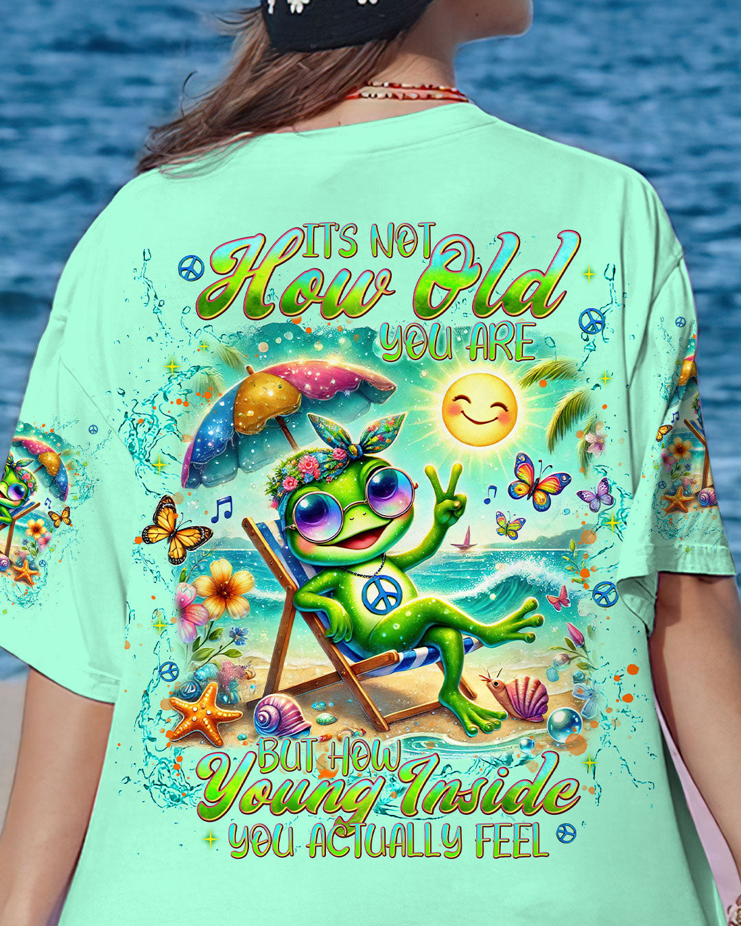 Emerald Blossoms - It's Not How Old You Are Frog All Over Print Shirt for Hippie