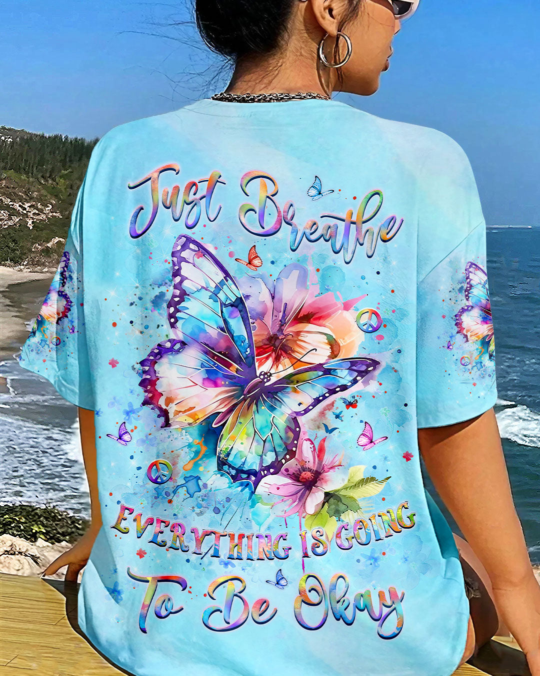 Emerald Blossoms - "Just Breathe" Butterfly All Over Print