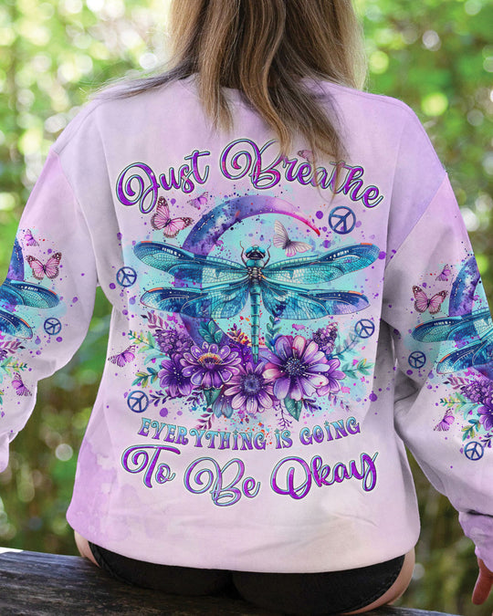 Emerald Blossoms - "Just Breathe" Dragonfly All Over Print Shirt