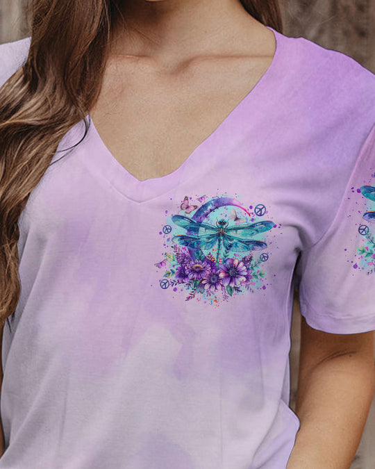 Emerald Blossoms - "Just Breathe" Dragonfly All Over Print Shirt