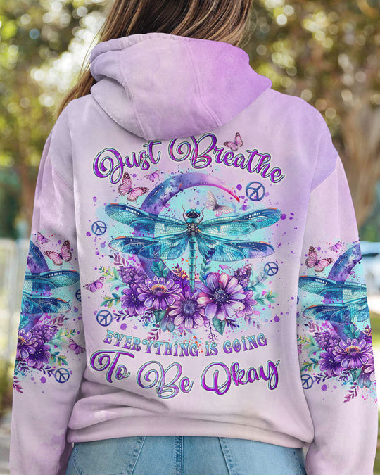 Emerald Blossoms - "Just Breathe" Dragonfly All Over Print Shirt