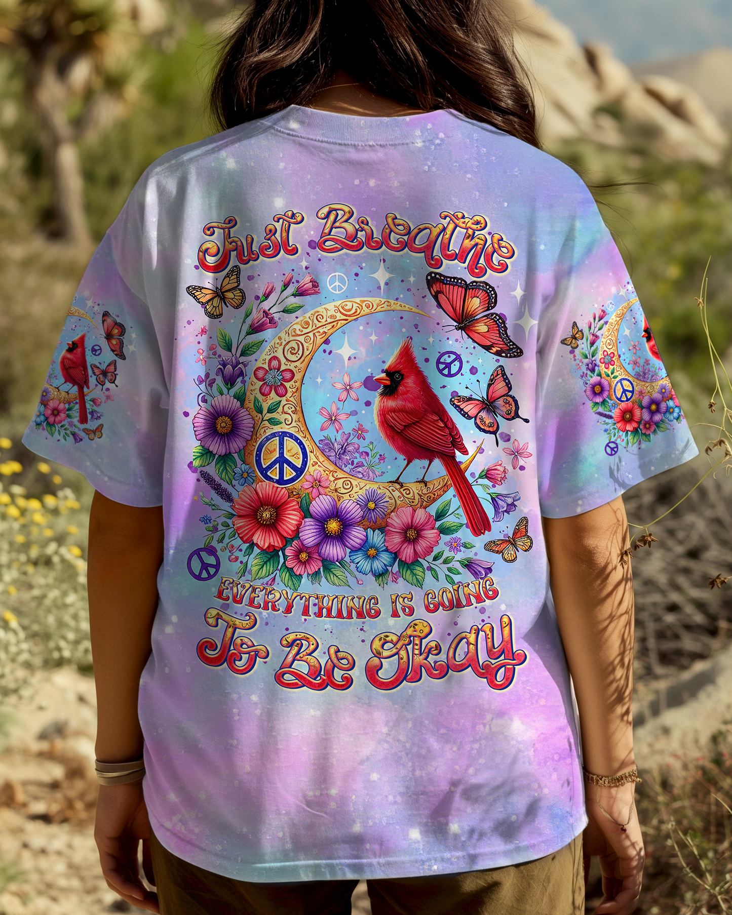 Emerald Blossoms - "Just Breathe Cardinal" All-Over Print For Hippies