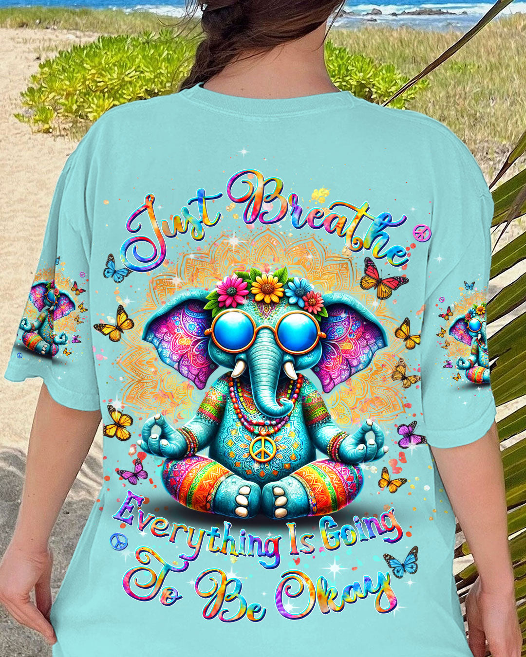 Emerald Blossoms - "Just Breathe Elephant" All-Over Print For Hippies