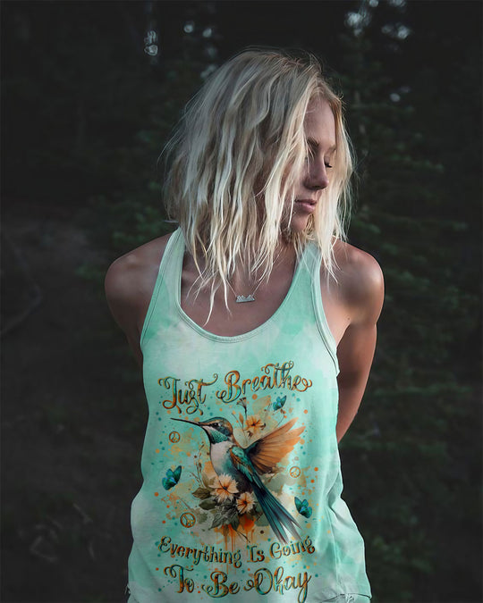 Emerald Blossoms - "Just Breathe" Butterfly All Over Print Shirt For Hippies