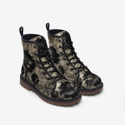 Emerald Blossoms - Just Weird Enough Faux Leather Vegan Combat Boots For Hippies