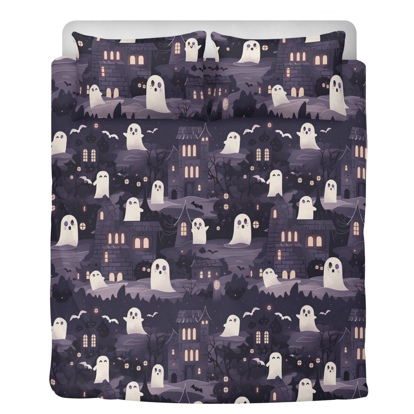 Emerald Blossoms - Kawaii Goth Spooky, Halloween Haunted Mansion Bedding Set For Hippies