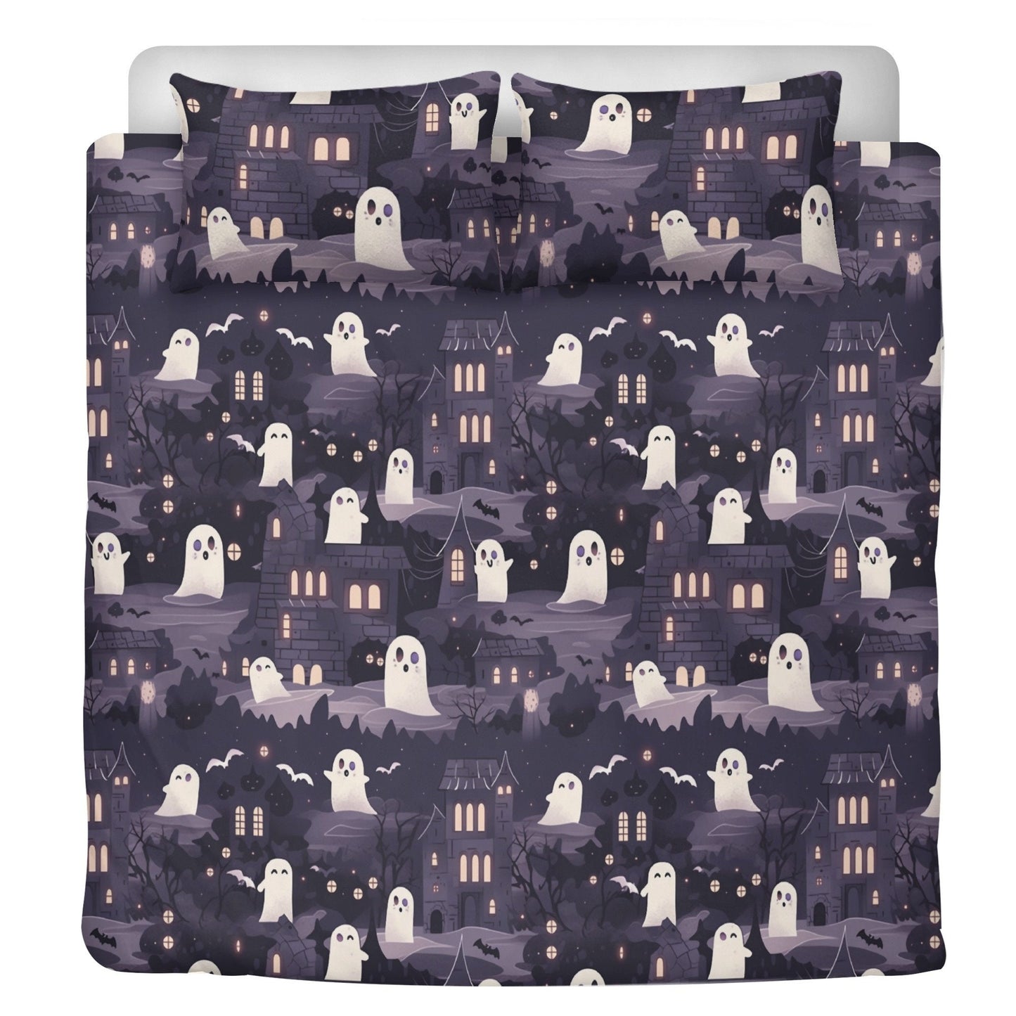 Emerald Blossoms - Kawaii Goth Spooky, Halloween Haunted Mansion Bedding Set For Hippies