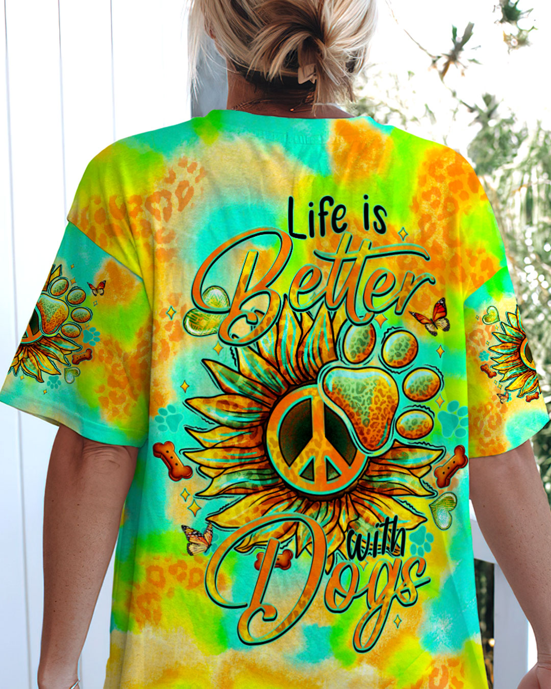 Emerald Blossoms - "Life is Better with Dogs" All Over Print Shirt