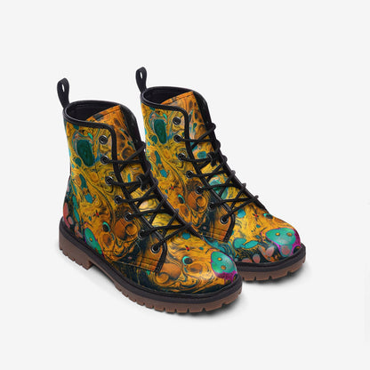 Emerald Blossoms - Larsa Vegan Leather Combat Boots For Hippies