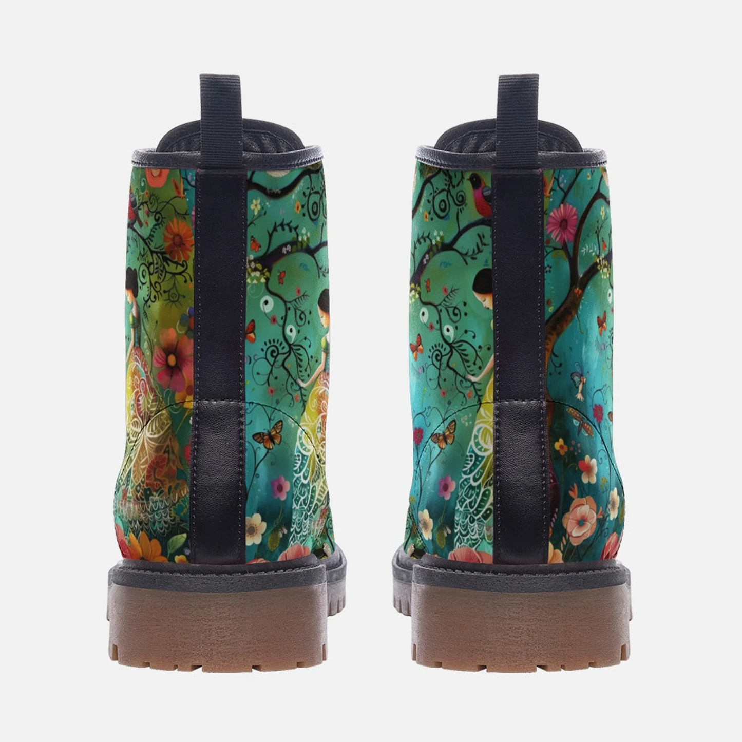 Emerald Blossoms - Magical Fairytale Gorgeous Vegan Leather Boots For Hippies