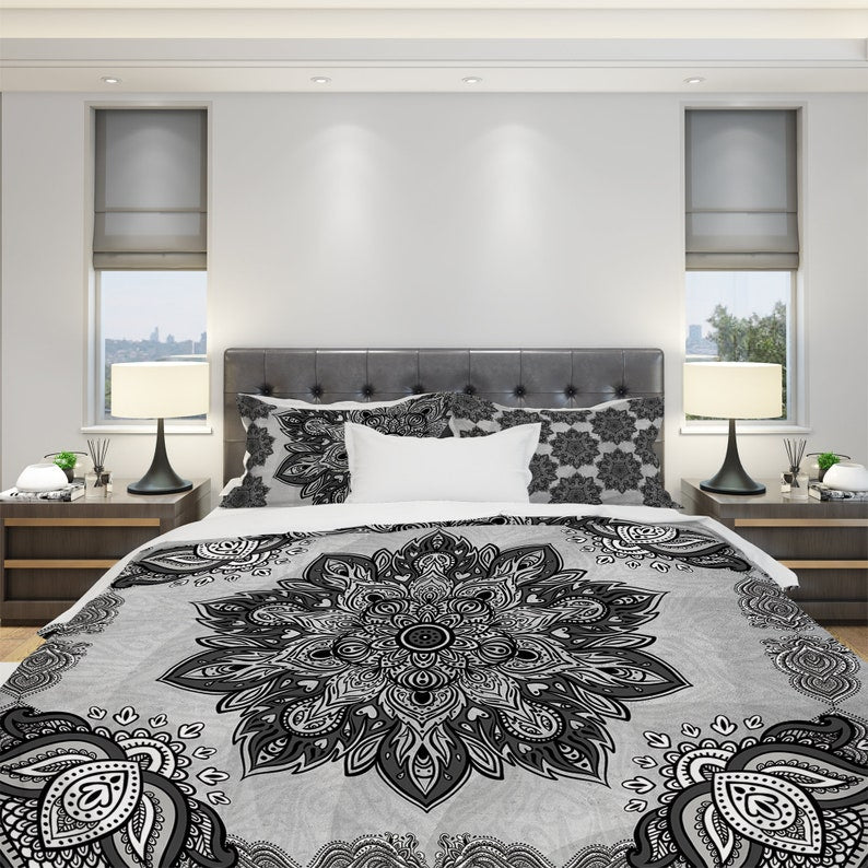 Emerald Blossoms - Mandala Bedding Set For Hippies