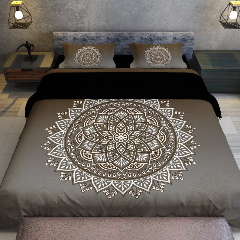 Emerald Blossoms - Mandala Bohemian Bedding Set For Hippies