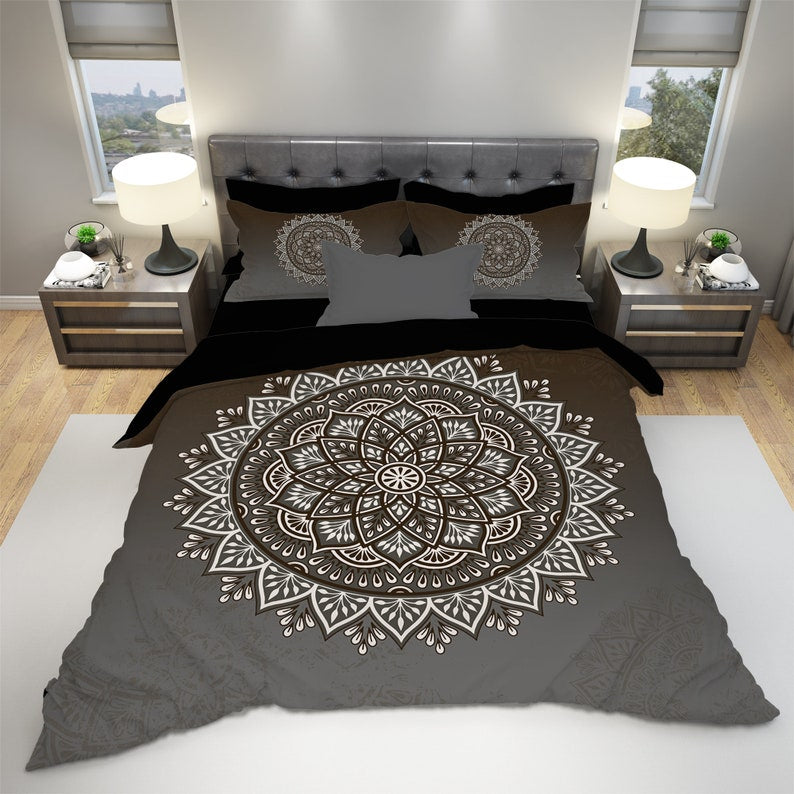 Emerald Blossoms - Mandala Bohemian Bedding Set For Hippies